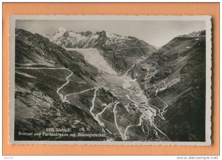 G228 Goms, Gletsch. Grimsel Und Furkastrasse Mit Rhonegletscher. Glacier Du Rhône - Goms