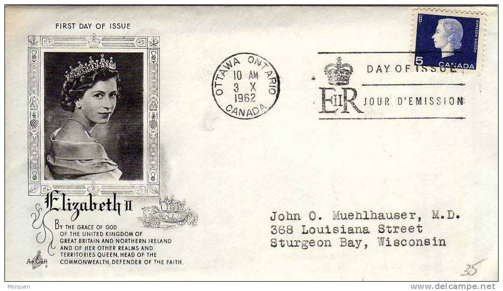 Carta  F.D.C. Ottawa (Canada) 1962. Elisabeth II QUEEN - 1961-1970