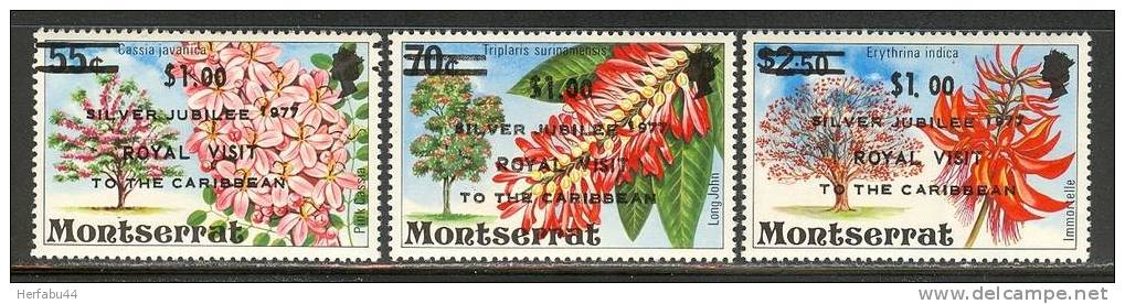 Montserrat  Flowers Overprinted   Set  SC# 374-76 MNH** - Other & Unclassified