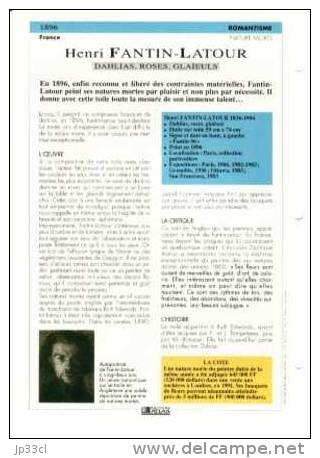 Reproduction De Dahlias, Roses, Glaïeuls, De Henri Fantin-Latour (avec Fiche Explicative) - Autres & Non Classés