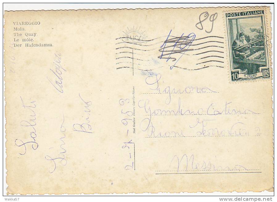 $3-0321-  VIAREGGIO IL MOLO -  F.G. VIAGGIATA 1953 - ITALY - Viareggio