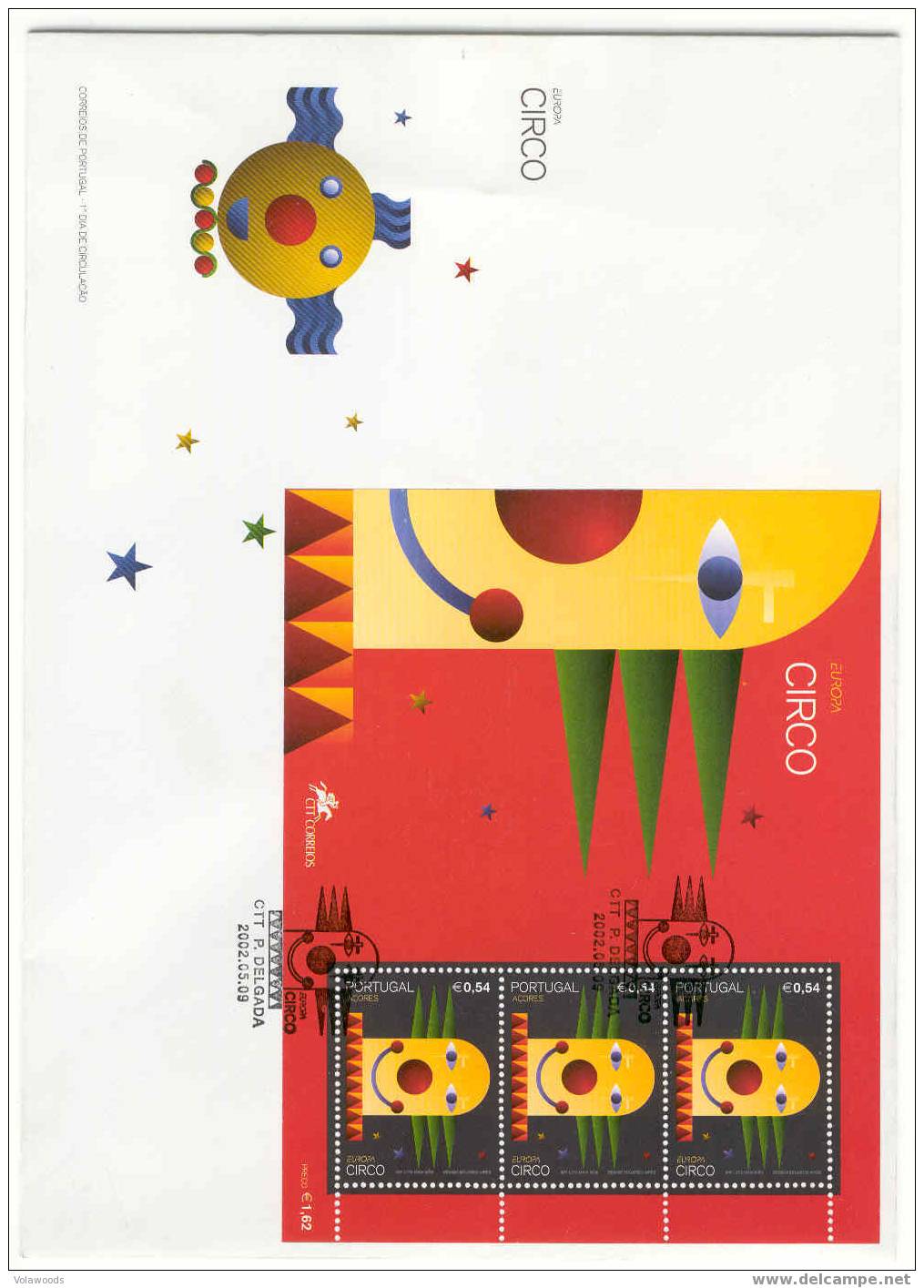 Portogallo - Busta Fdc Con Serie Completa In Foglietto: Europa - Il Circo - 2002