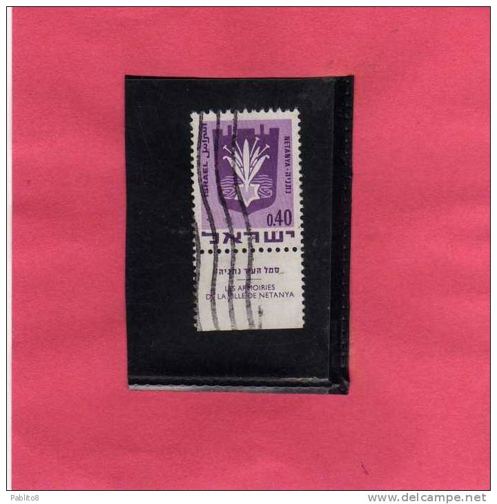 ISRAEL ISRAELE 1969 LES ARMOIRIES NETANYA - Used Stamps (with Tabs)