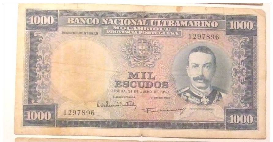 Mozambique - Beau Billet Circulé De 1.000 Escudos - 31/07/53 - (Ex-colonie Portugaise) Défauts - Mozambique