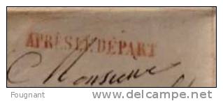 BELGIQUE : 1836:Précurseur:NAMUR Pour LIEGE Avec Griffe "Après Le Départ En Rouge."Cachet Namur Double Cercle Rouge.Vers - 1830-1849 (Independent Belgium)