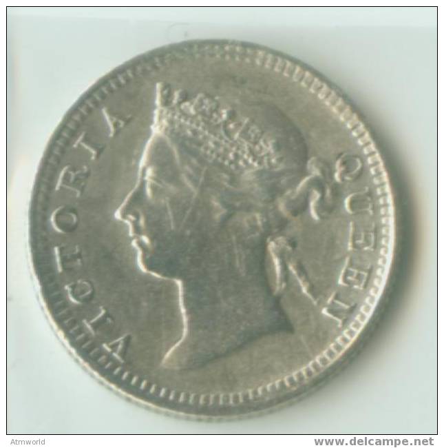 HONG KONG ---- 5 CENTS ---- 1899 --- SILVER COIN - Hongkong