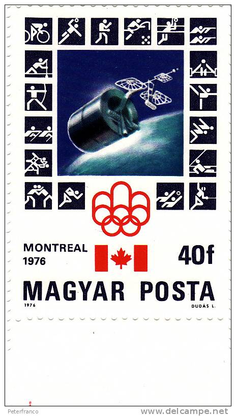 1976 Ungheria - Olimpiadi Di Montreal Satellite Nello Spazio - Ete 1976: Montréal