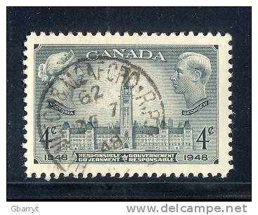 Canada Scott # 277 Used VF Railway Cancel Hamilton & Meaford RPO  Dec 7 1948 - Oblitérés