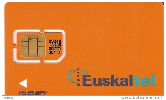 TARJETA DE ESPAÑA DE EUSKALTEL GSM CON CHIP PEGADO CON CELO PERO SU CHIP ORIGINAL Y NUMERACIÓN QUE CONCUERDA - Euskaltel