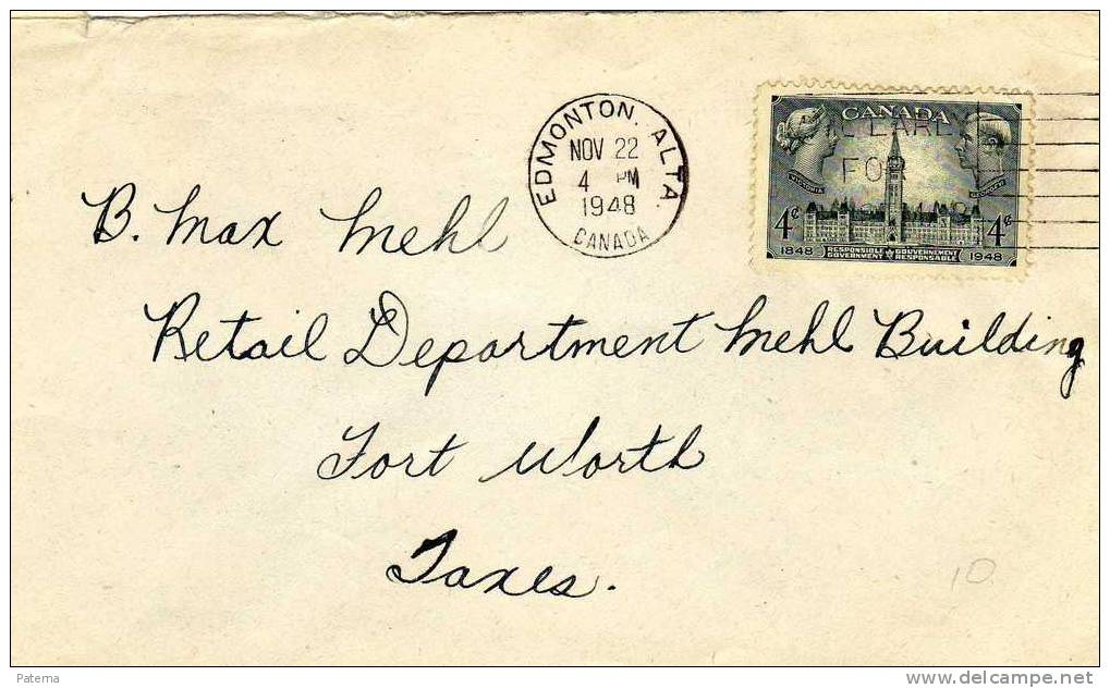 Carta,EDMONTON -ALTA ( Canada) 1948, Cover, Letter, Lettre - Storia Postale