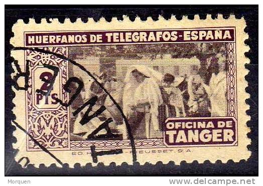 España, Tanger Huerfanos Telegrafos 2 Pts Lila - Wohlfahrtsmarken