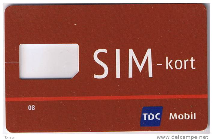 Denmark, GSM Frame Without Chip, TDC Mobil, SIM-kort, Red. - Denemarken