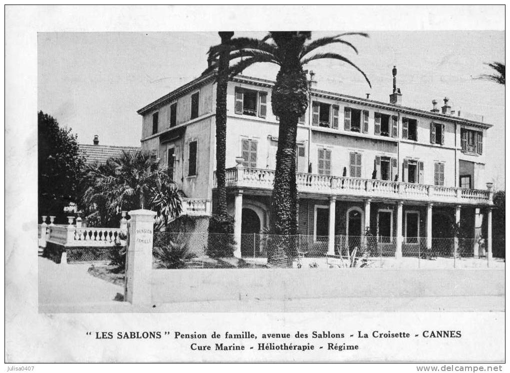 CANNES (06) Pension De Famille Les Sablons - Cannes