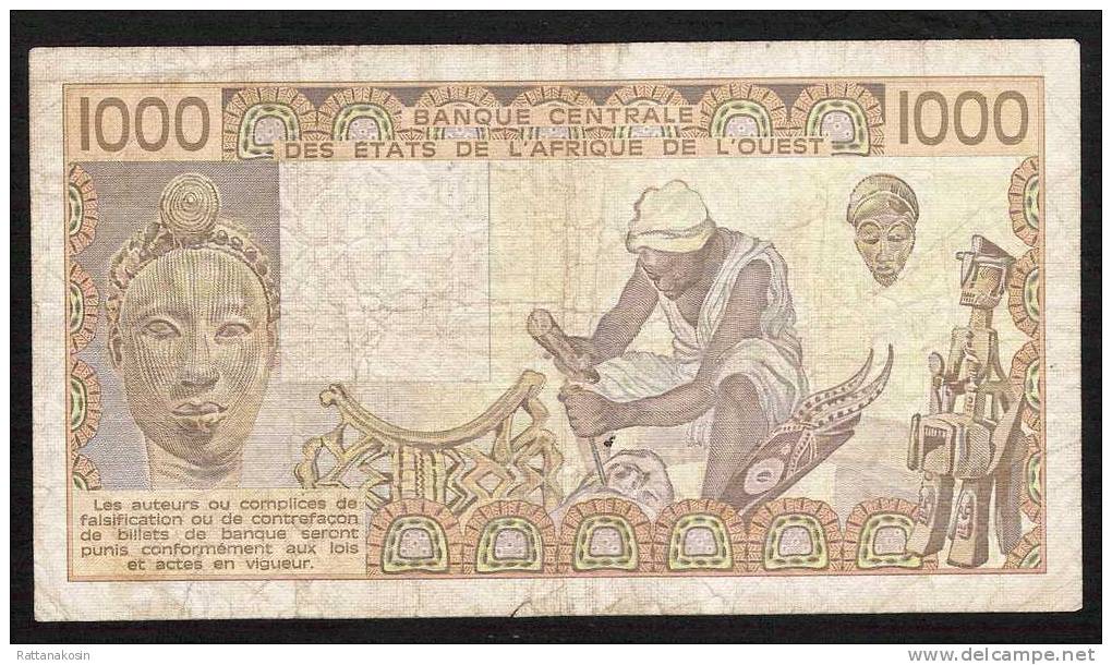 W.A.S. SENEGAL  P707Kh 1000 FRANCS 1987 Signature 20   VF   NO P.h. - Senegal