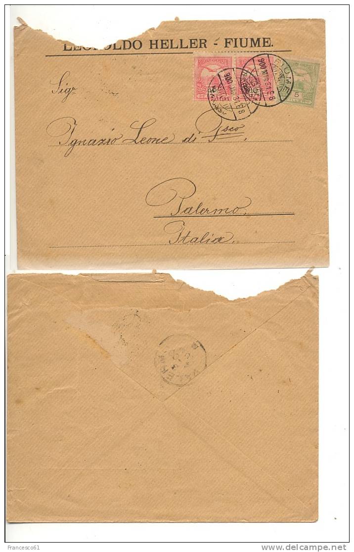 931) UNGHERIA MAYAR POST FIUME 1900 Cover To Italy 10x2+5 Filler - Storia Postale