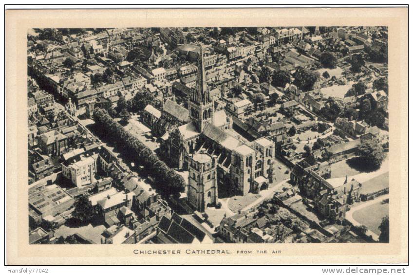 CHICHESTER WEST SUSSEX ENGLAND UK Chichester Cathedral AERIAL PANORAMIC C-1950 - Chichester