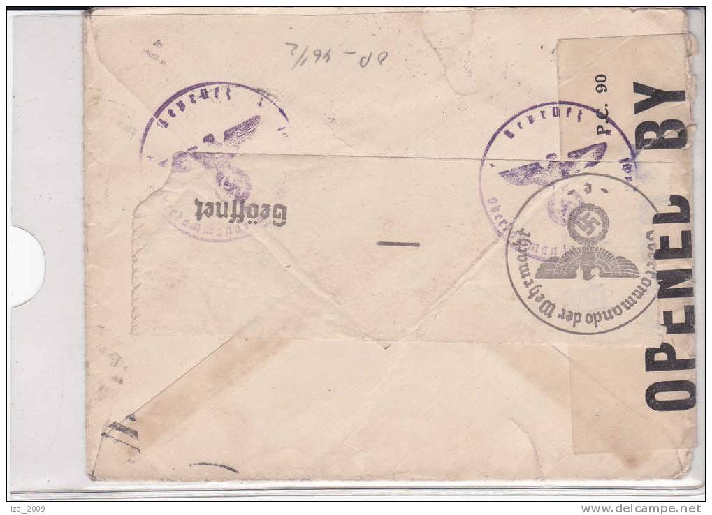 E-U AMER.lettre.Pér.de Guerre.T PA 9+TP 380 OAKLAND 10 MAR 41 S/pte L.v.SCHIEDAM(P-B).DOUBLE CENSURE US Et ALLEM. TB - Lettres & Documents