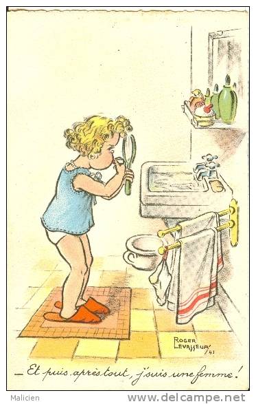 ILLUSTRATEURS-  Illustrateur  Enfants- Ref 668-roger Levasseur - La Toilette - Carte Bon Etat - - Levasseur, Roger