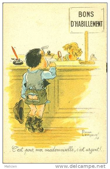 ILLUSTRATEURS-  Illustrateur  Enfants- Ref 667-roger Levasseur - Bons D Habillement  - Carte Bon Etat - - Levasseur, Roger