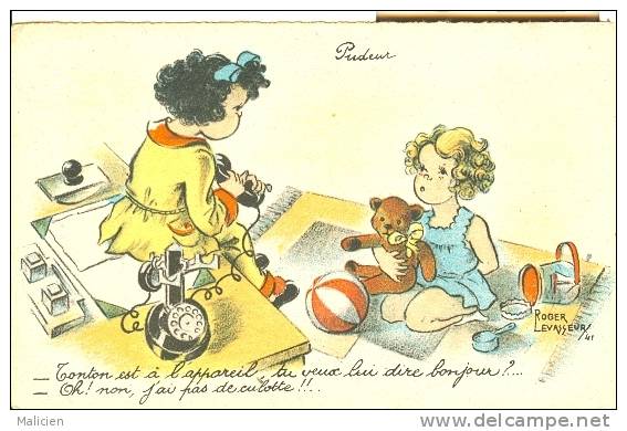 ILLUSTRATEURS-  Illustrateur  Enfants- Ref 666-roger Levasseur -la Pudeur -ours En Peluche-teddy Bear - Carte Bon Etat - - Levasseur, Roger