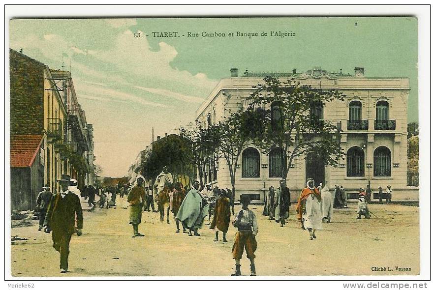TIARET-Algérie-Rue Cambon Et Banque De L'Algérie-1919 - Tiaret