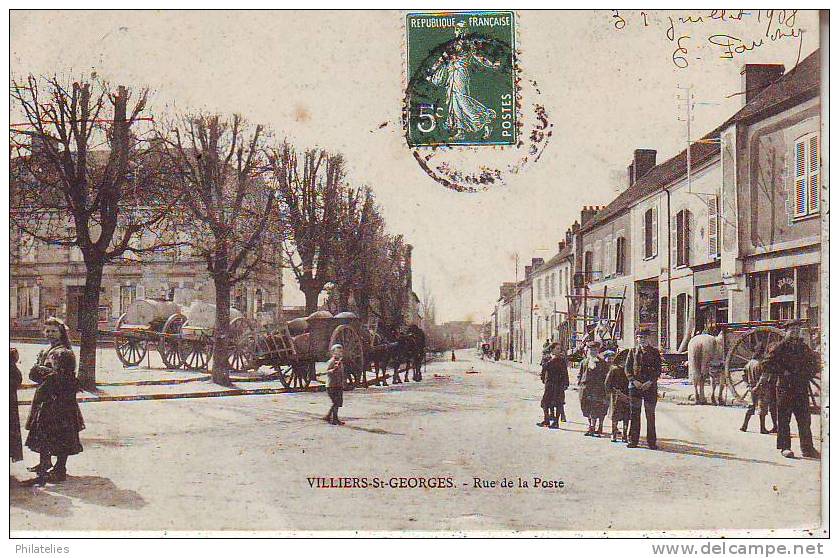 VILLIERS   RUE DE LA POSTE 1908 - Villiers Saint Georges