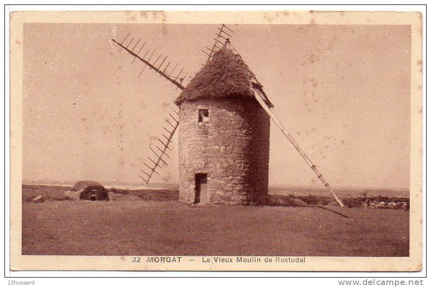 Carte Postale Ancienne Morgat (Crozon) - Le Vieux Moulin à Vent De Rostudel - Crozon