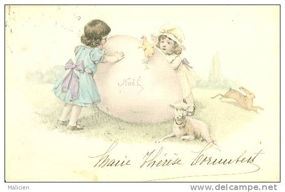 ILLUSTRATEURS-  Illustrateur  Enfants- Ref 590-noel -lapin Oeuf Poussin    -carte Bon Etat - - 1900-1949