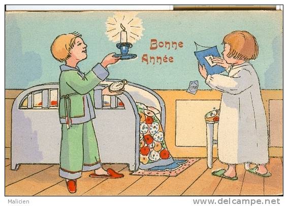 ILLUSTRATEURS-  Illustrateur  Enfants- Ref 587- Bonne Année- La Bougie   -carte Bon Etat - - 1900-1949