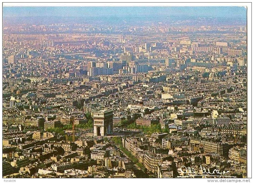 Cp Albert MONIER : PARIS 75 L´arc De Triomphe ( Vue Aérienne HABITATION ) - Monier