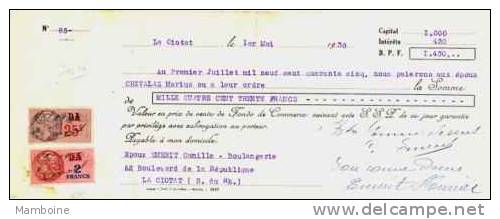 La Ciotat  1938  Boulangerie Boulevard De La Republique - Bills Of Exchange