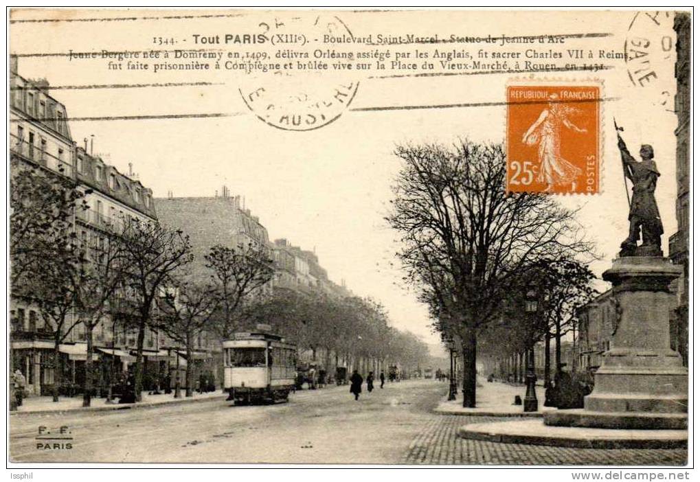 Tout Paris - Boulevard Siant Marcel - Statue Jeanne D'Arc "Un Tramway" - Arrondissement: 13