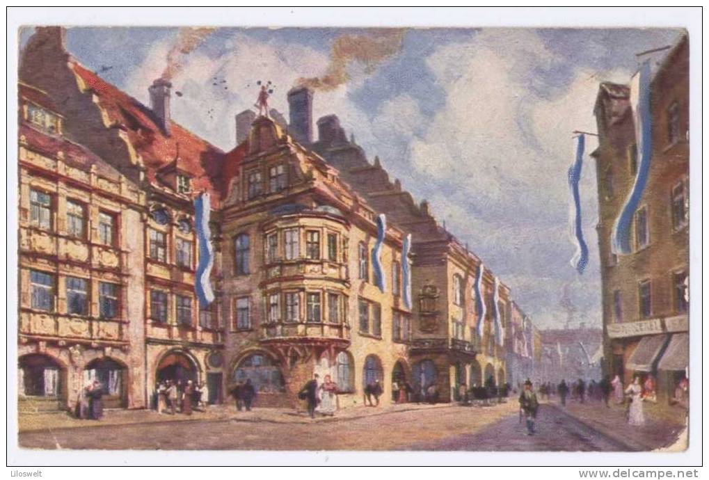 München Kgl. Hof-Bräuhaus Stroefer Künstler-AK 1909 - München