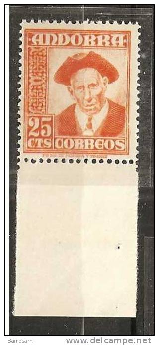 Andorra(Spanish)1953:  25ct. Edifil49mnh** - Unused Stamps