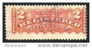 Canada F1b Used 2c Rose Carmine Registration From 1875 - Recommandés