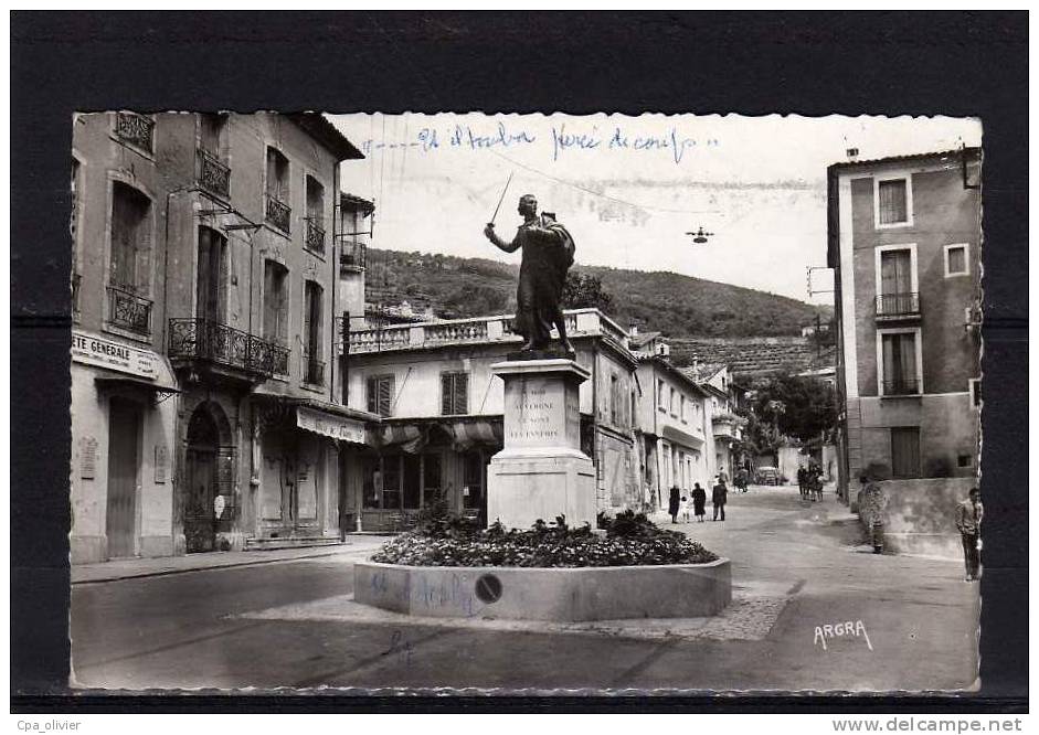 30 LE VIGAN Monument, Statue Du Chevalier D´Assas, A Moi Auvergne, Société Générale, Ed Argra 1379, CPSM 9x14, 1961 - Le Vigan