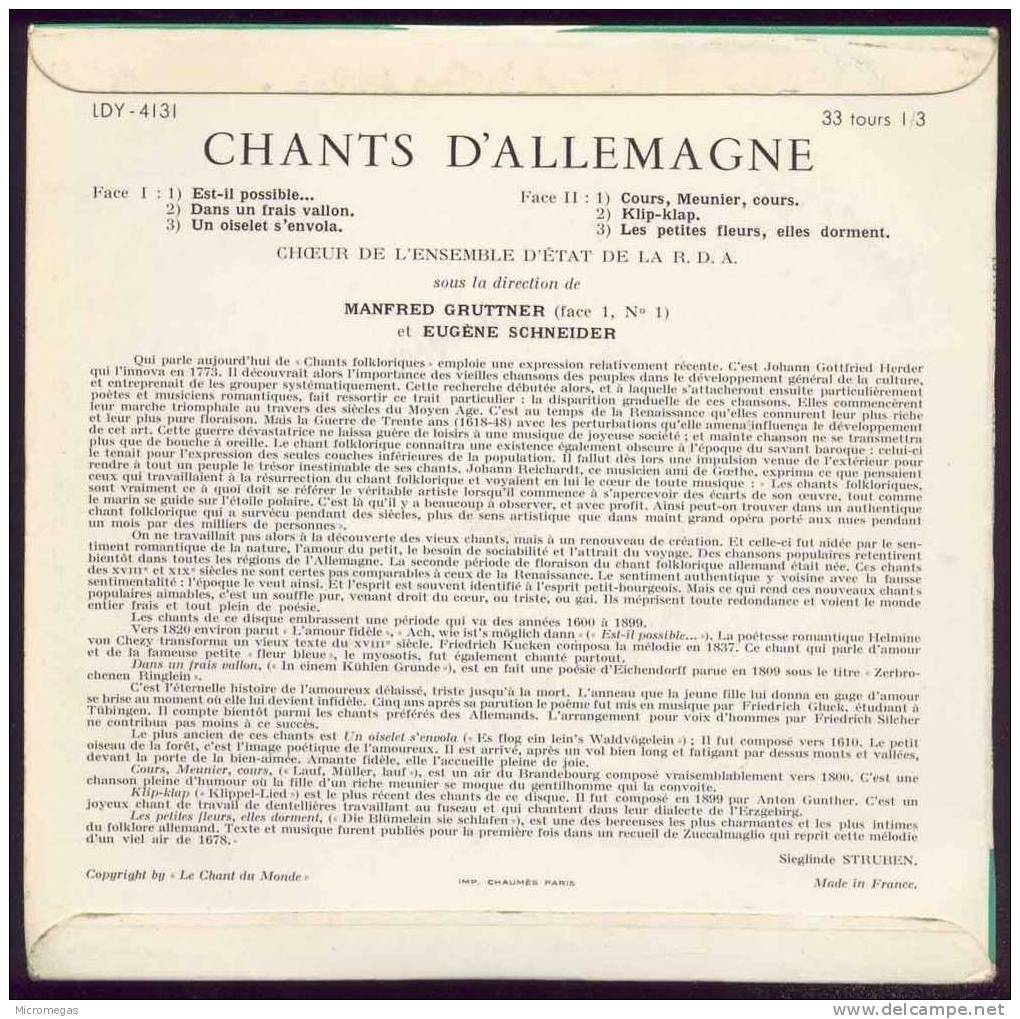 33T : Chants D'Allemagne - Other - German Music