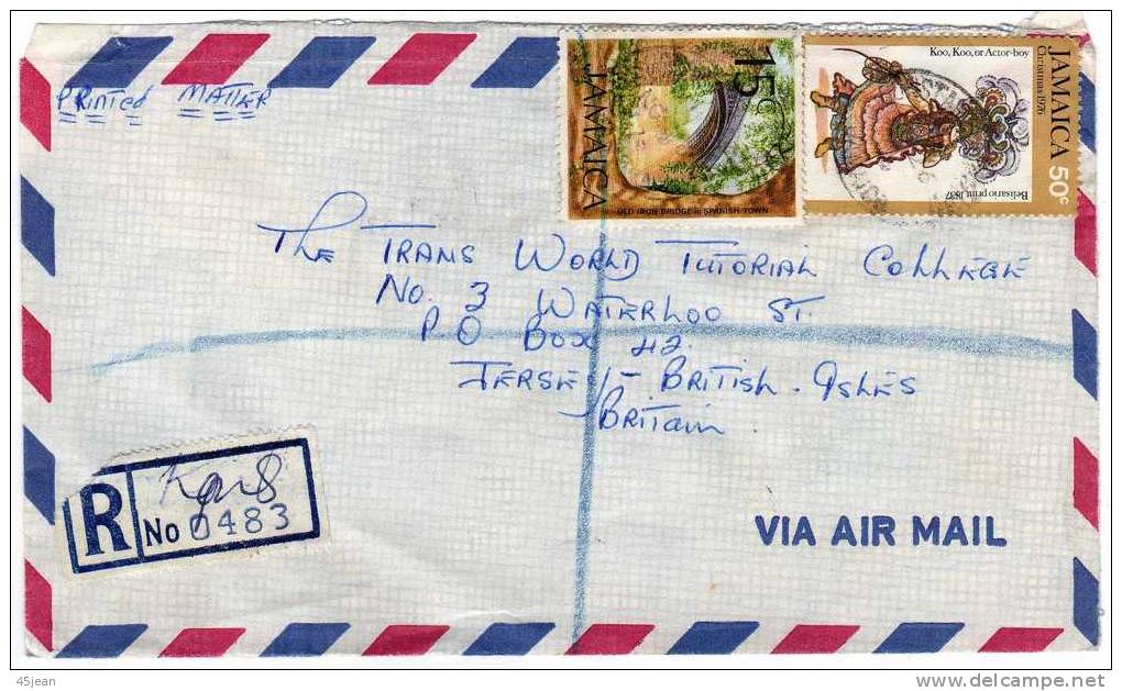 Jamaique:  Lettre Avion R Avec Timbre Vieux Pont De Pierre, Et Koo,Koo Costume - Jamaica (1962-...)