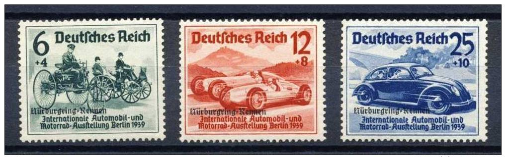 + GERMANY / ALLEMAGNE / REICH : Mi #695-697 Yv #629A-C Nürburgring Auto Races / Courses Automobiles (1939) MNH ** [SALE] - Ungebraucht