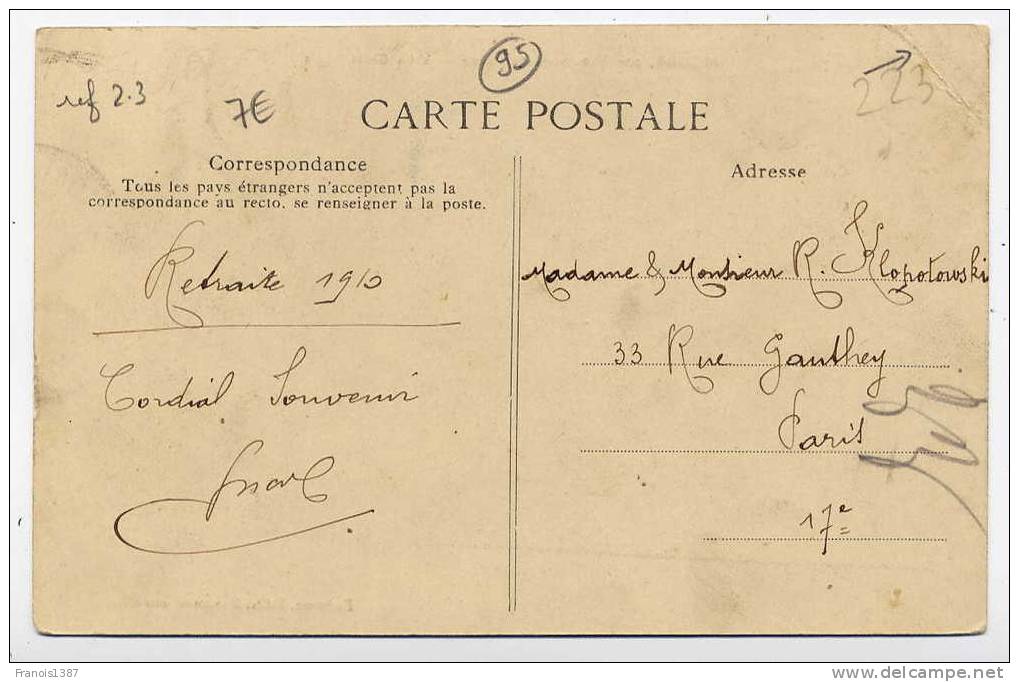Ref 146 - MOURS Par Beaumont-sur-Oise - Villa Saint-Régis - 1910 (scan Du Verso) - Mours