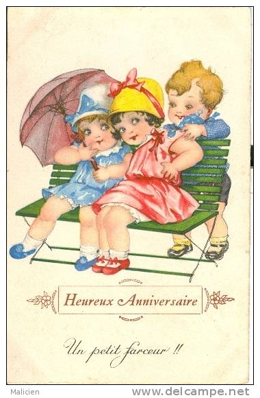 ILLUSTRATEURS-  Illustrateur  Enfants- Ref 578-heureux Anniversaire  -carte Bon Etat - - 1900-1949