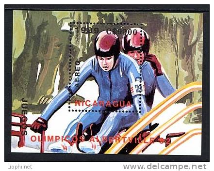 NICARAGUA 1989, ALBERTVILLE, BOBSLEIGH, 1 Bloc,  Neuf. R351 - Winter 1992: Albertville