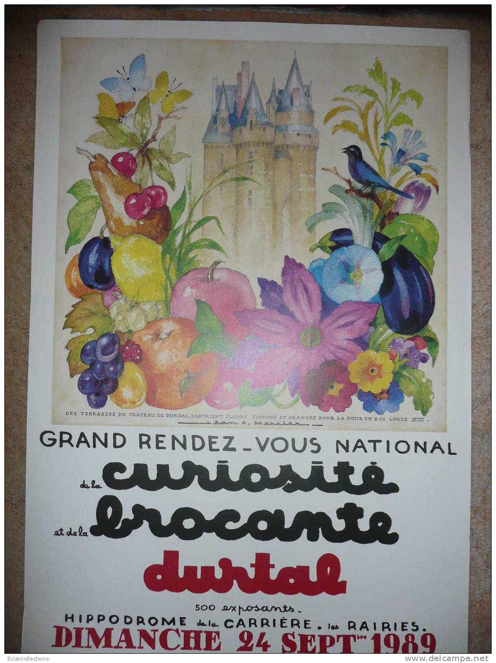 Affiche Jean Adrien MERCIER  Durtal  1989 Dim. 60 X40 Cm - Affiches