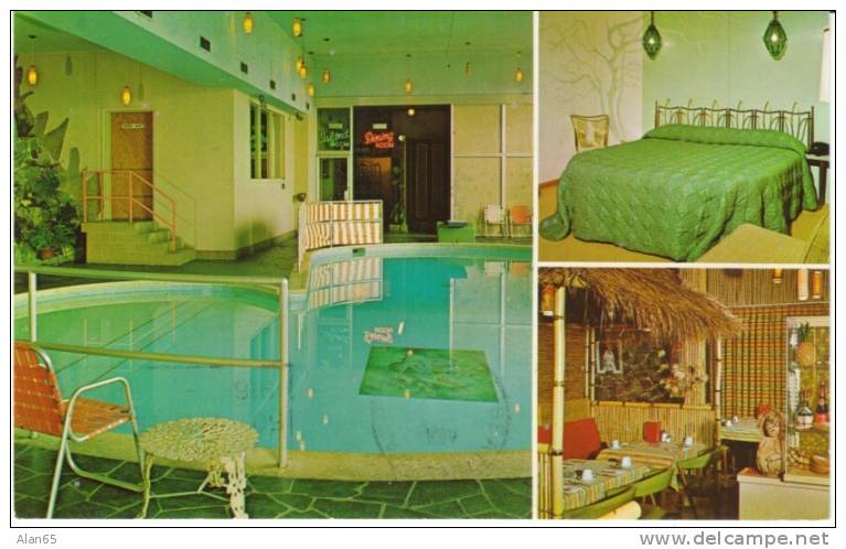 Tropics Motor Hotel,  Motel, Seattle WA, 1960s Vintage Chrome Postcard, Aurora Ave, Highway 99 - Seattle