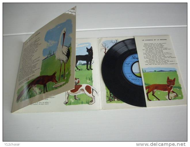 FABLES DE LA FONTAINE DISQUE VINYL 45 TOURS DEPLIANT - Altri Libri Parlati