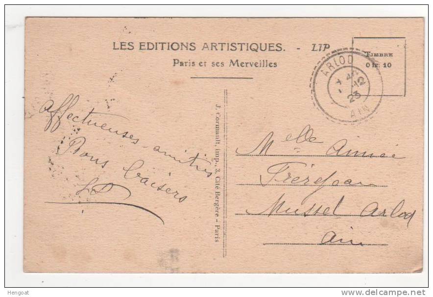 Cachet Type 84 En Arrivée De Arlod ,  Ain / Carte Du 30/11/23 , 2 Scans , Indice 4 - Storia Postale