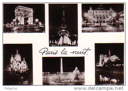 Paris La Nuit - Arc Triomphe Eiffel Concorde Notre-Dame - Photo Véritable - Neuve Impeccable - Panoramic Views