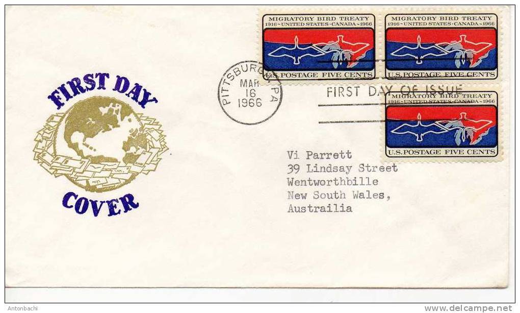 ETATS UNIS / UNITED STATES - CANARDS / DUCKS / PATOS - 1966 - SCOTT 1306 (x3) - Canards