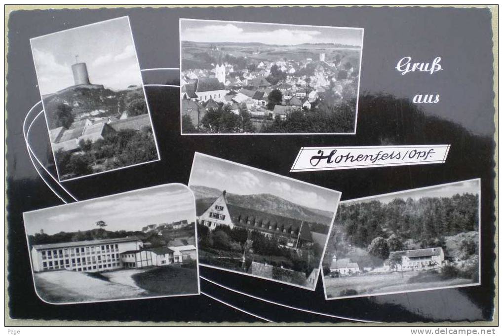 Hohenfels,5-Bild-Karte,1962,Oberpfalz,Schule,B.R.K.Erholungsheim,Café Zur Forelle,Burgruine Hungerturm,Gesamtansicht, - Aichach