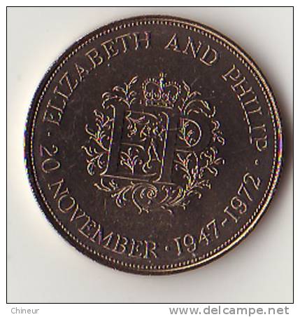 25 NEW PENCE ARGENT ELIZABETH ET PHILIP 2O NOVEMBRE 1947 / 1972 - 25 New Pence